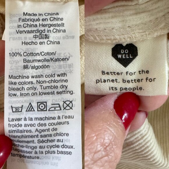 MADEWELL Free & Free Corduroy Elastic Waist Pull On Shorts With Pockets Cream XL - Picture 8 of 11